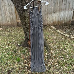 New maternity large long black and white stripe dress